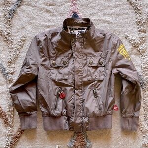 Harajuku Lovers Gwen Stefani Taupe Bomber Jacket kids girls size 4